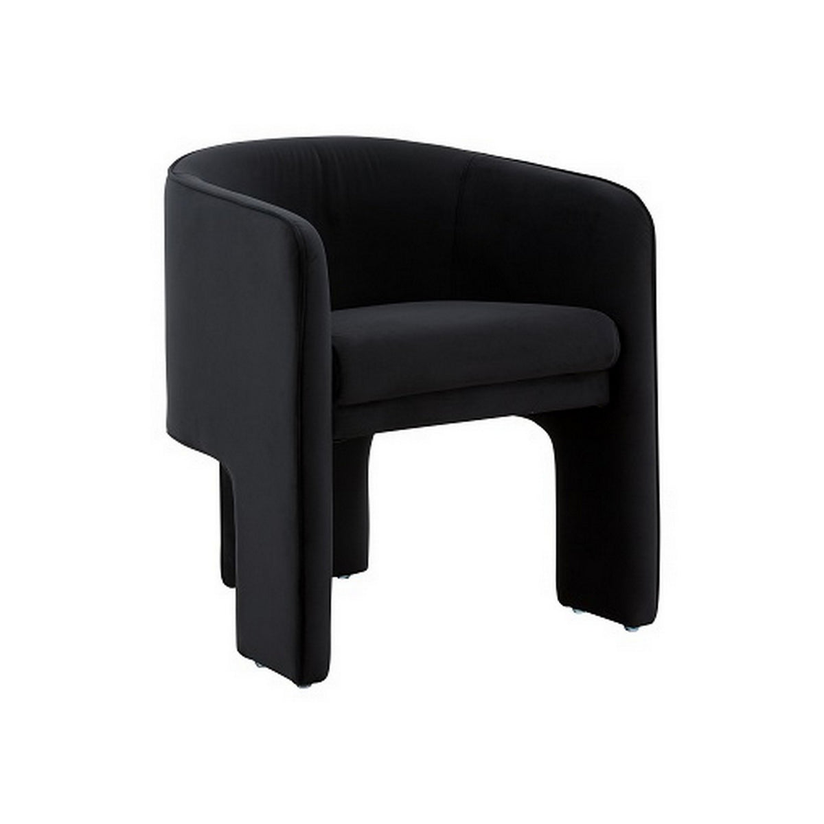 24 Inch Accent Chair, Modern Style, 3 Legs, Black Velvet Upholstery - BM311161