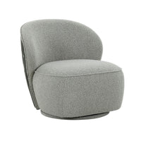 32 Inch Swivel Accent Chair, Smooth Curved Shape, Gray Fabric Upholstery - BM311164