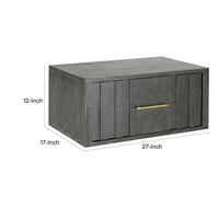 Cid Lime 27 Inch Nightstand, 1 Drawer, Brass Handles, Acacia Wood, Gray - BM311165