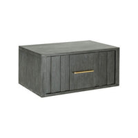 Cid Lime 27 Inch Nightstand, 1 Drawer, Brass Handles, Acacia Wood, Gray - BM311165