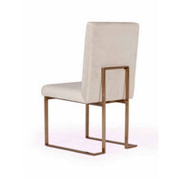 24 Inch Dining Chair Set of 2, Brass Steel Frame, Beige Velvet Upholstery - BM311166