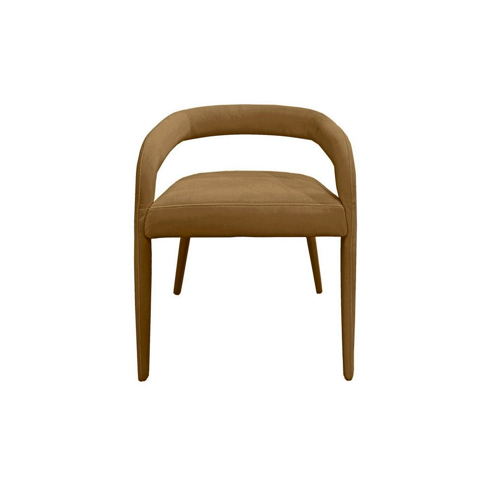 Lon 23 Inch Dining Chair, Cushioned Seat, Curved Open Back, Tan Polyester - BM311168