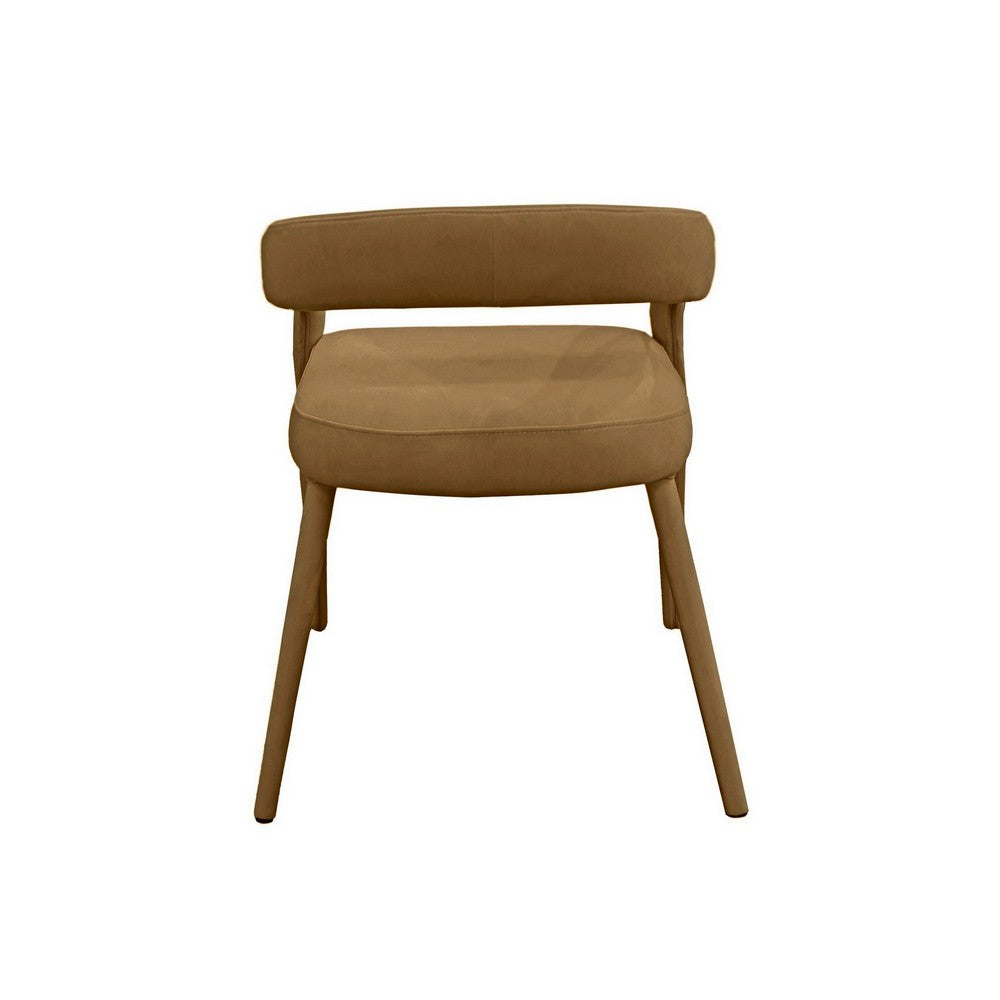 Lon 23 Inch Dining Chair, Cushioned Seat, Curved Open Back, Tan Polyester - BM311168