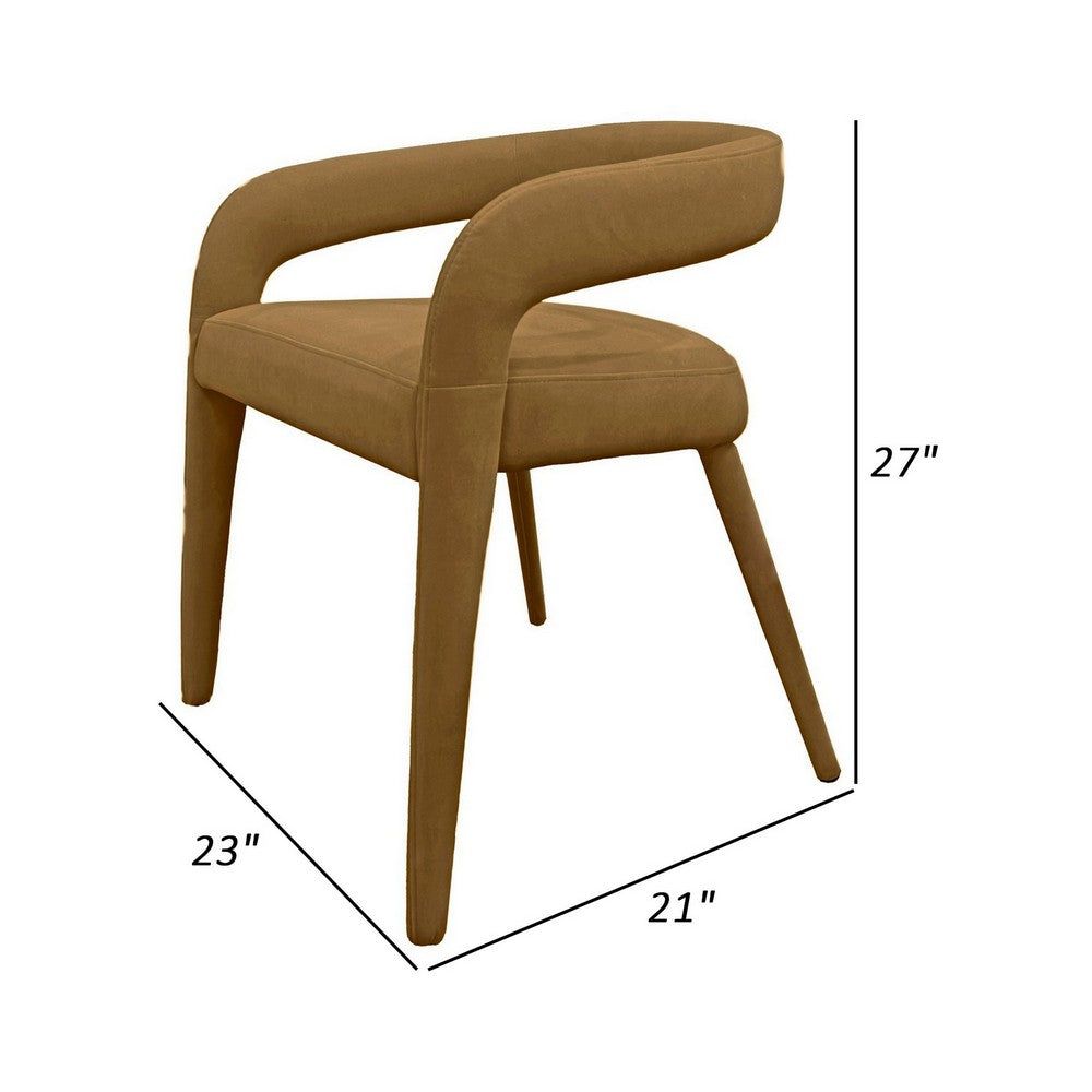 Lon 23 Inch Dining Chair, Cushioned Seat, Curved Open Back, Tan Polyester - BM311168