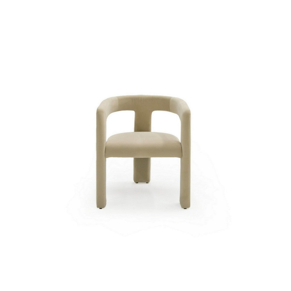 Lavi 26 Inch Dining Chair, Cushioned, Curved Open Back, Beige Upholstery - BM311172