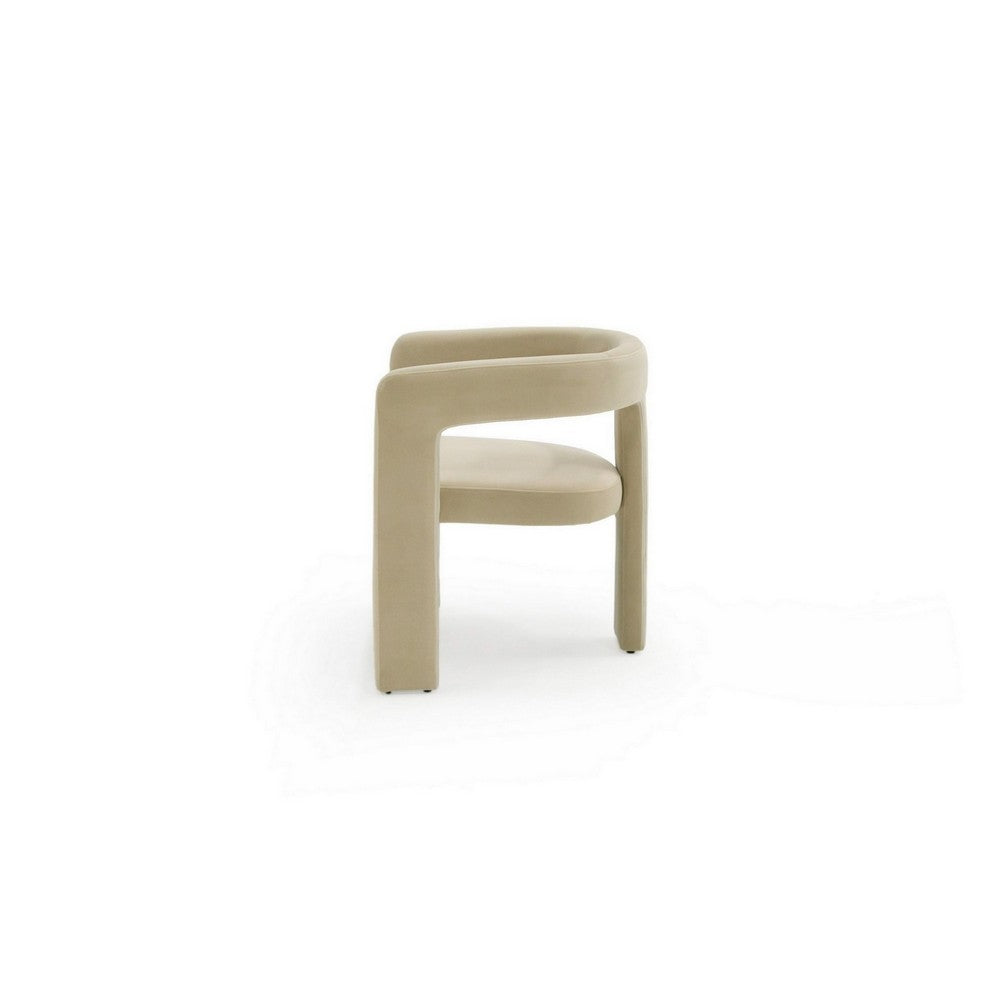 Lavi 26 Inch Dining Chair, Cushioned, Curved Open Back, Beige Upholstery - BM311172