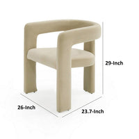 Lavi 26 Inch Dining Chair, Cushioned, Curved Open Back, Beige Upholstery - BM311172