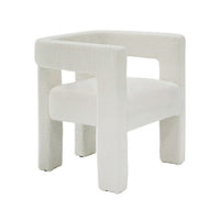 26 Inch Dining Chair, Cushioned Seat, Square Open Back, White Upholstery - BM311174