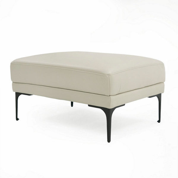 Salk 30 Inch Ottoman, Rectangular Cushioned Seat, Light Gray Upholstery - BM311176