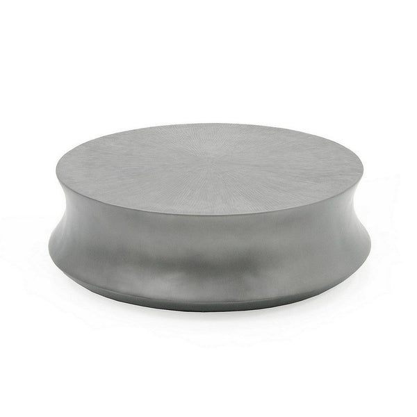 32 Inch Coffee Table, Round Fibreglass Accent Tabletop, Modern Gray Finish - BM311184