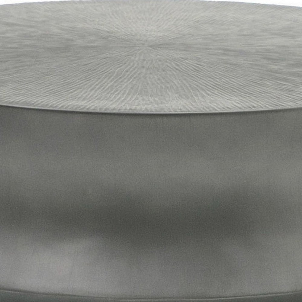 32 Inch Coffee Table, Round Fibreglass Accent Tabletop, Modern Gray Finish - BM311184