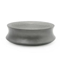 32 Inch Coffee Table, Round Fibreglass Accent Tabletop, Modern Gray Finish - BM311184