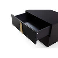 28 Inch Nightstand, Modern Vertical Gold Handles, 2 Drawers, Black Finish - BM311195