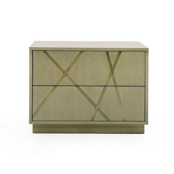 28 Inch Nightstand, Cross Sectioned Paint Art, Cubed Design, Bronze White - BM311196