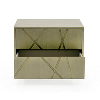 28 Inch Nightstand, Cross Sectioned Paint Art, Cubed Design, Bronze White - BM311196