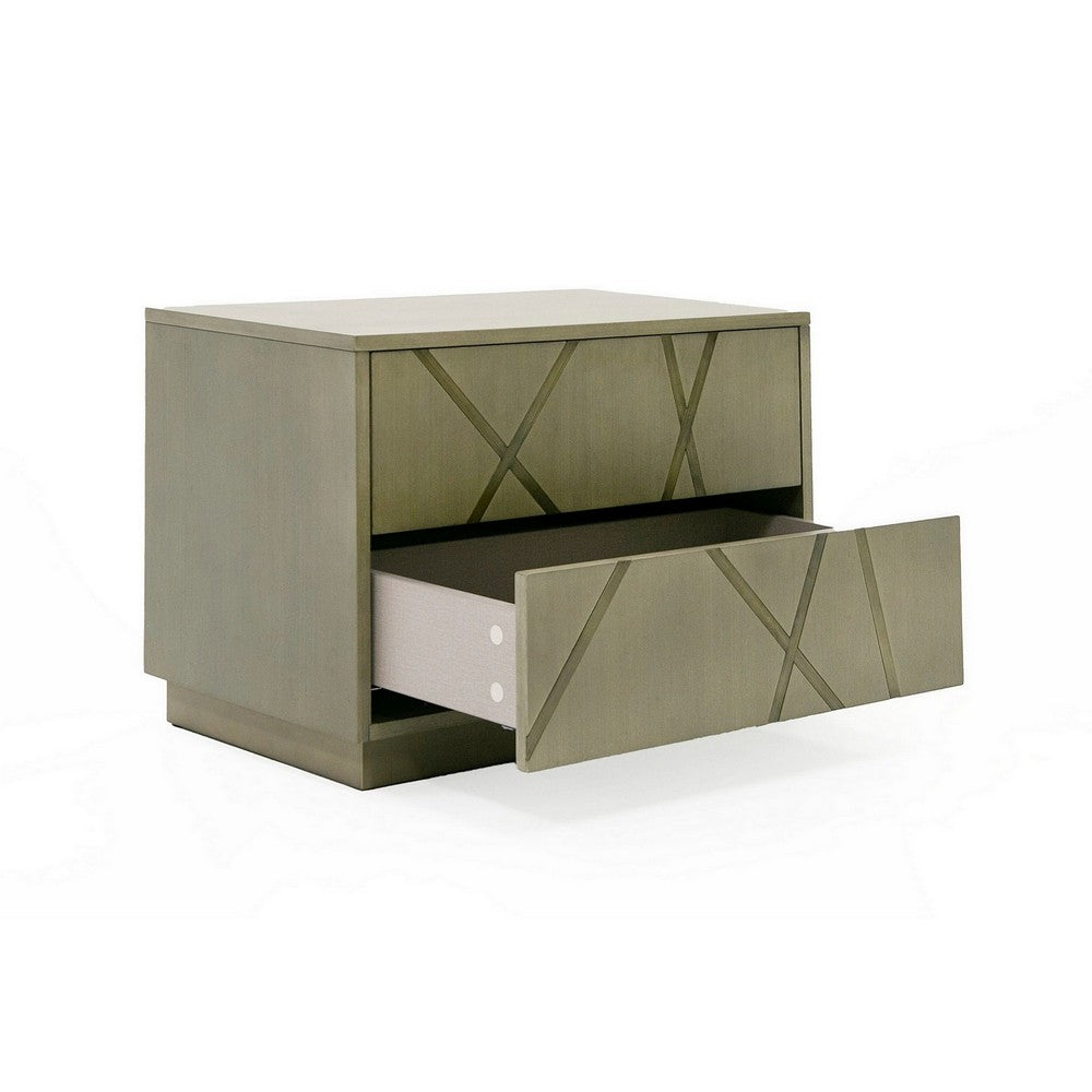 28 Inch Nightstand, Cross Sectioned Paint Art, Cubed Design, Bronze White - BM311196