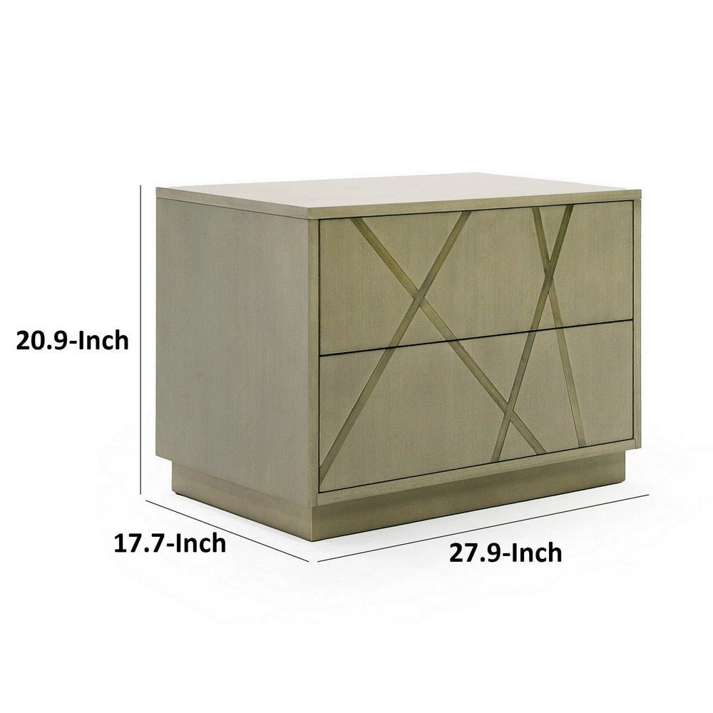 28 Inch Nightstand, Cross Sectioned Paint Art, Cubed Design, Bronze White - BM311196