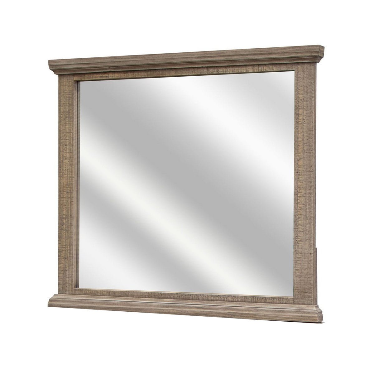 Tren 37 x 42 Dresser Mirror, Rectangular, Pine Wood, Gray, Grain Details - BM311200