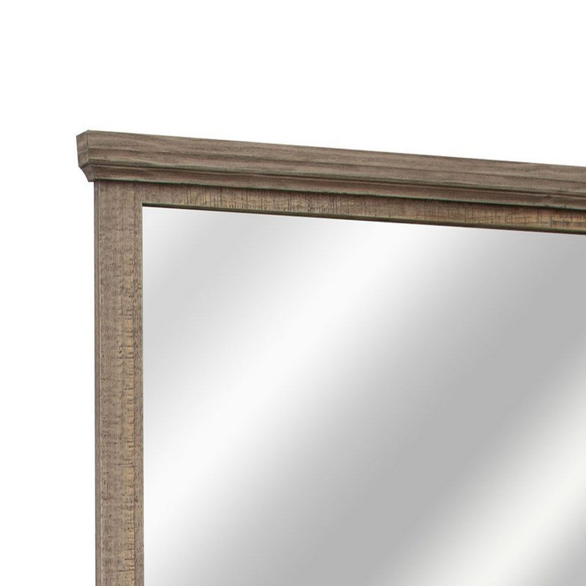 Tren 37 x 42 Dresser Mirror, Rectangular, Pine Wood, Gray, Grain Details - BM311200