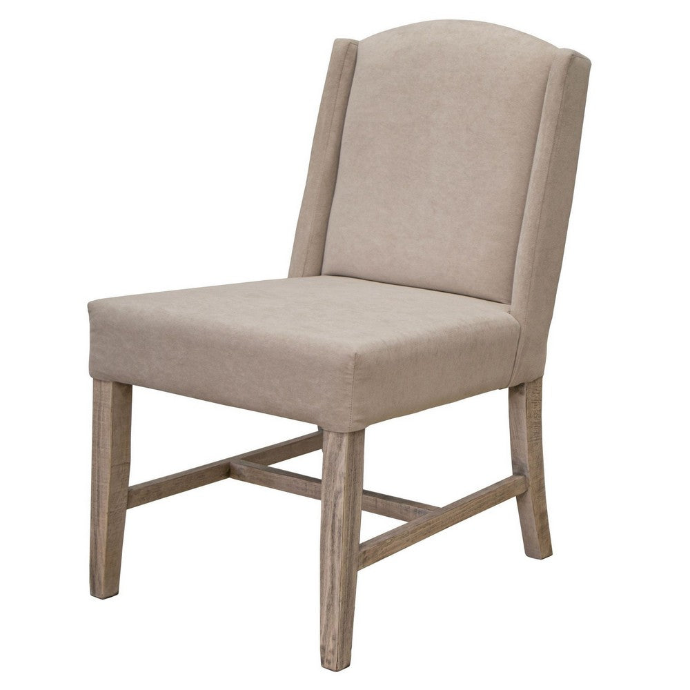 Rien 23 Inch Dining Chair Set of 2, Pine Wood, Fabric, Grain Details, Gray - BM311204