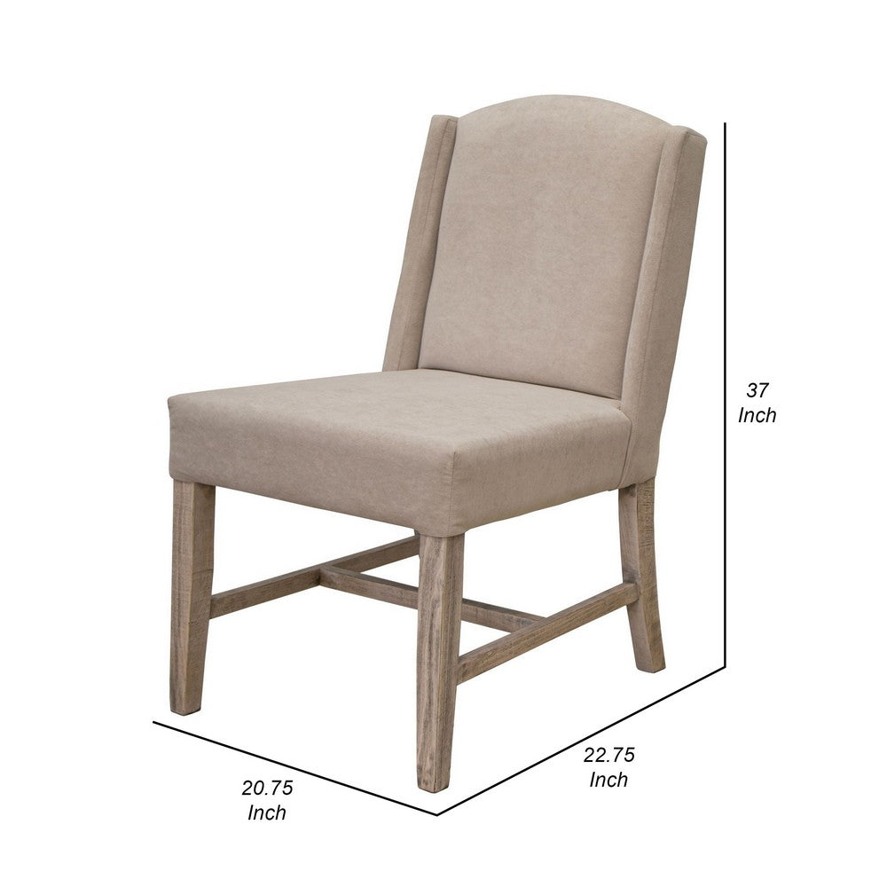 Rien 23 Inch Dining Chair Set of 2, Pine Wood, Fabric, Grain Details, Gray - BM311204