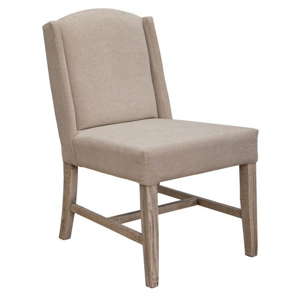 Rien 23 Inch Dining Chair Set of 2, Pine Wood, Fabric, Grain Details, Gray - BM311204