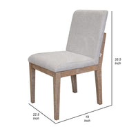 Genie 23 Inch Dining Chair Set of 2, Pine Wood, Ivory Fabric, Brown Frame - BM311209