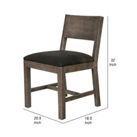 Piel 21 Inch Dining Chair Set of 2, Brown Pine Wood, Black Faux Leather - BM311214