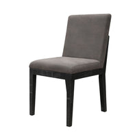 Piel 23 Inch Dining Chair Set of 2, Black Pine Wood, Gray Faux Leather - BM311215