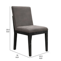 Piel 23 Inch Dining Chair Set of 2, Black Pine Wood, Gray Faux Leather - BM311215