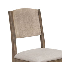 Aose 22 Inch Dining Chair Set of 2, Pine Wood, Rustic Brown, Gray Fabric - BM311217