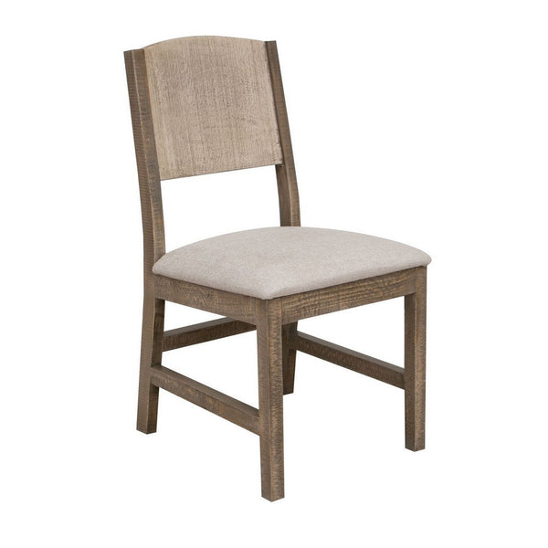 Aose 22 Inch Dining Chair Set of 2, Pine Wood, Rustic Brown, Gray Fabric - BM311217