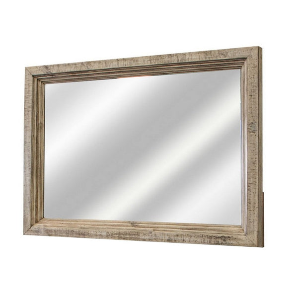 Nite 33 x 45 Inch Dresser Mirror, Pine Wood, Rectangular, Taupe Brown - BM311227