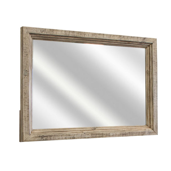 Nite 33 x 45 Inch Dresser Mirror, Pine Wood, Rectangular, Taupe Brown - BM311227