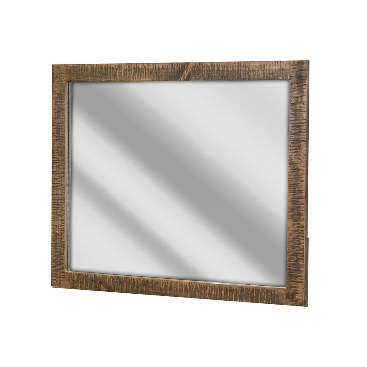 Texu 36 x 43 Inch Dresser Mirror, Solid Pine Wood, Rectangular, Brown - BM311243