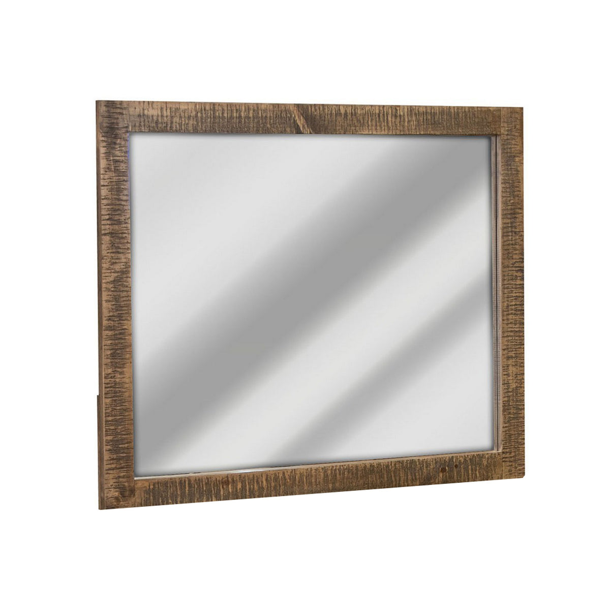 Texu 36 x 43 Inch Dresser Mirror, Solid Pine Wood, Rectangular, Brown - BM311243