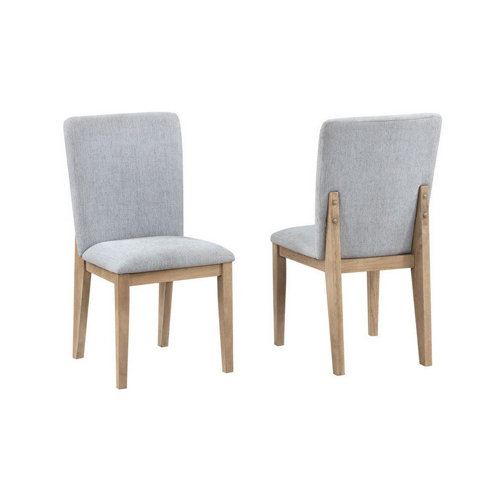 Emi 25 Inch Dining Chair Set of 2, Cushioned Seat, Gray Linen Upholstery - BM311409