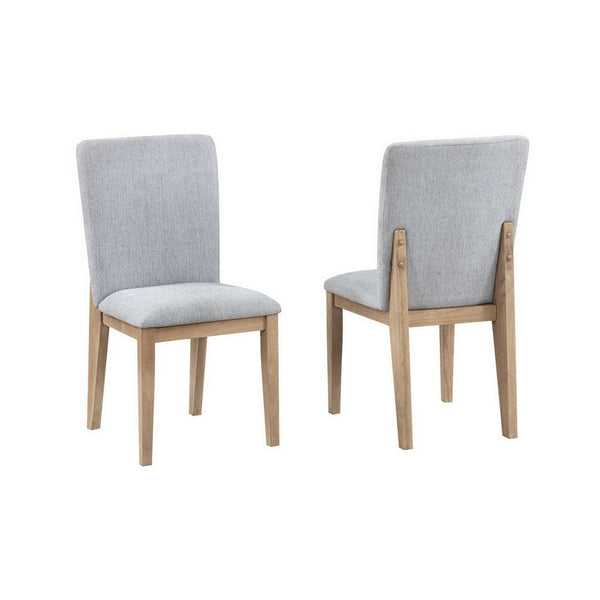 Emi 25 Inch Dining Chair Set of 2, Cushioned Seat, Gray Linen Upholstery - BM311409