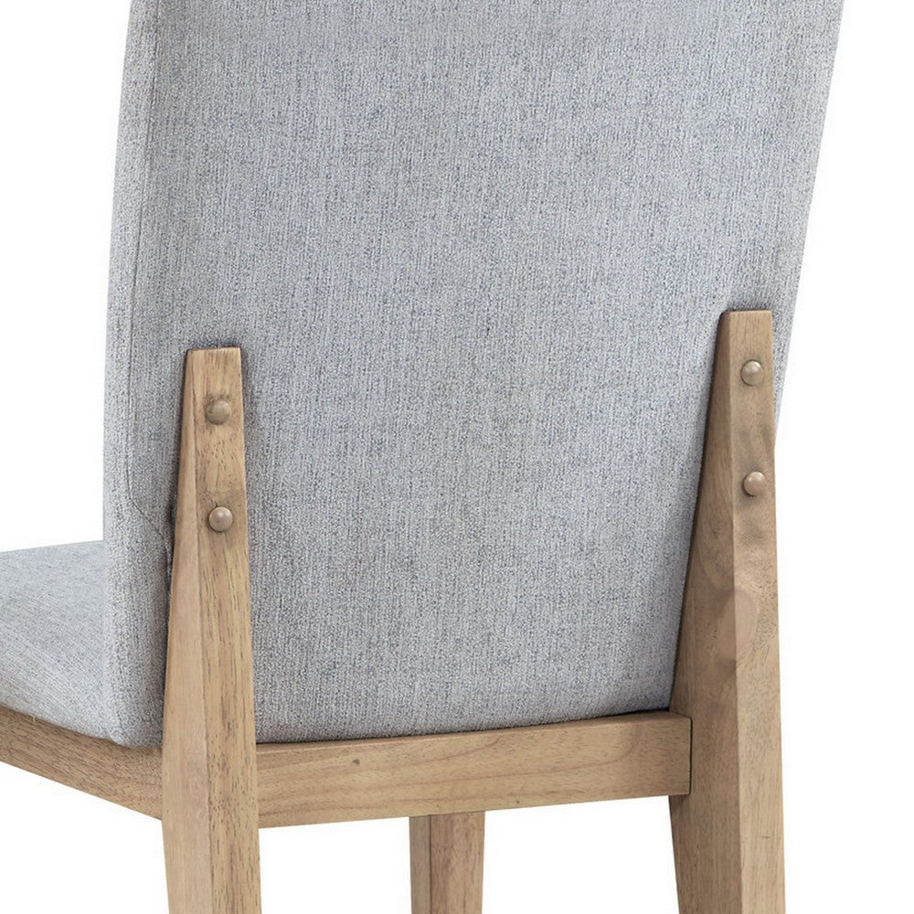 Emi 25 Inch Dining Chair Set of 2, Cushioned Seat, Gray Linen Upholstery - BM311409