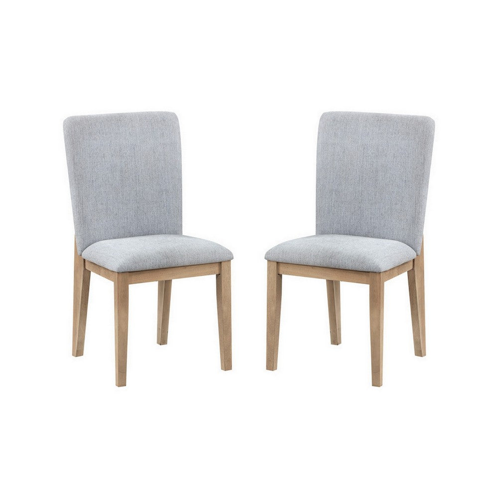 Emi 25 Inch Dining Chair Set of 2, Cushioned Seat, Gray Linen Upholstery - BM311409