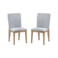 Emi 25 Inch Dining Chair Set of 2, Cushioned Seat, Gray Linen Upholstery - BM311409