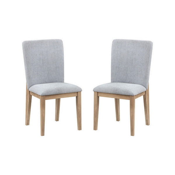 Emi 25 Inch Dining Chair Set of 2, Cushioned Seat, Gray Linen Upholstery - BM311409