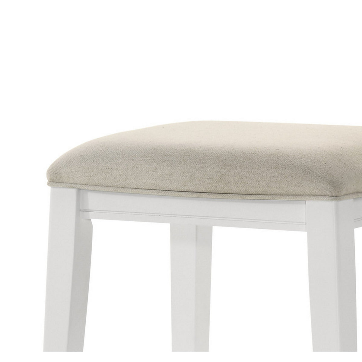 Rani 26 Inch Counter Height Stool, Cushioned Seat, Backless, White Finish - BM311414