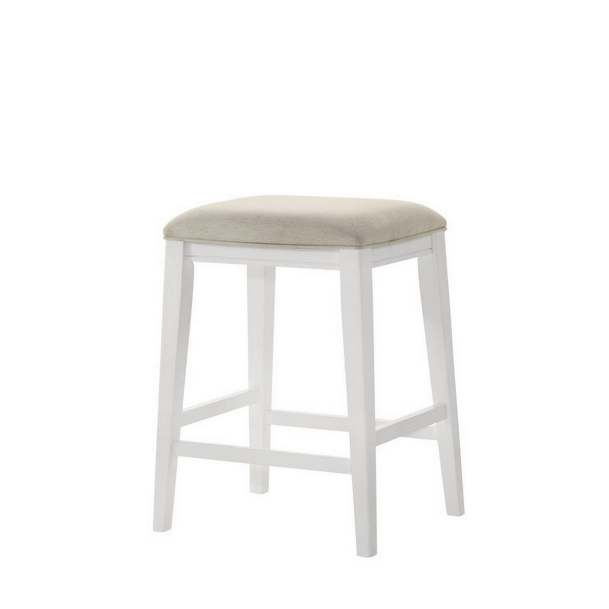 Rani 26 Inch Counter Height Stool, Cushioned Seat, Backless, White Finish - BM311414