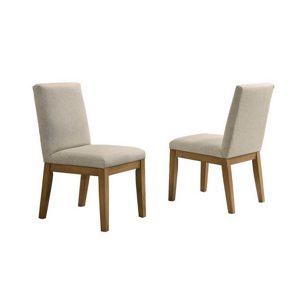 Yuvi 23 Inch Dining Chair Set of 2, Cushioned Seats, Beige Upholstery - BM311421