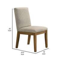 Yuvi 23 Inch Dining Chair Set of 2, Cushioned Seats, Beige Upholstery - BM311421