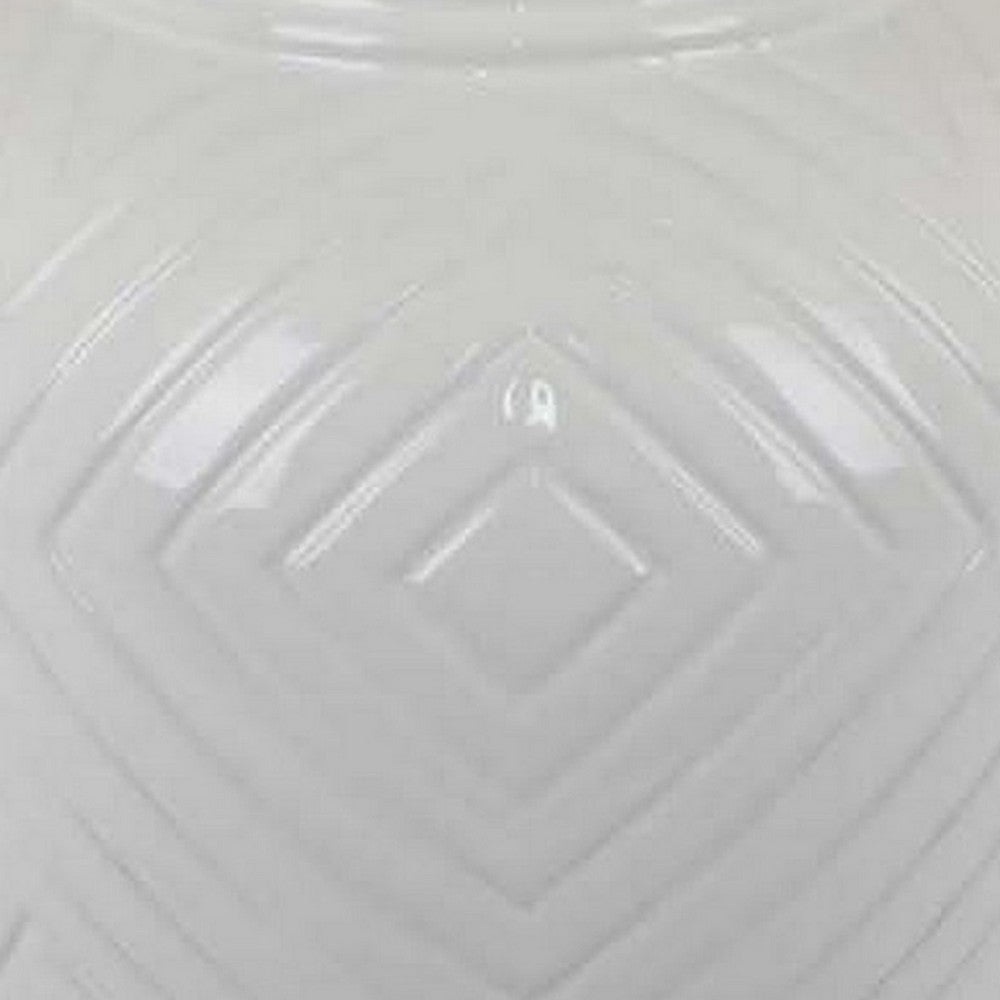 18 Inch Temple Ginger Jar with Dome Lid Geometric Design, Ceramic, White - BM311442