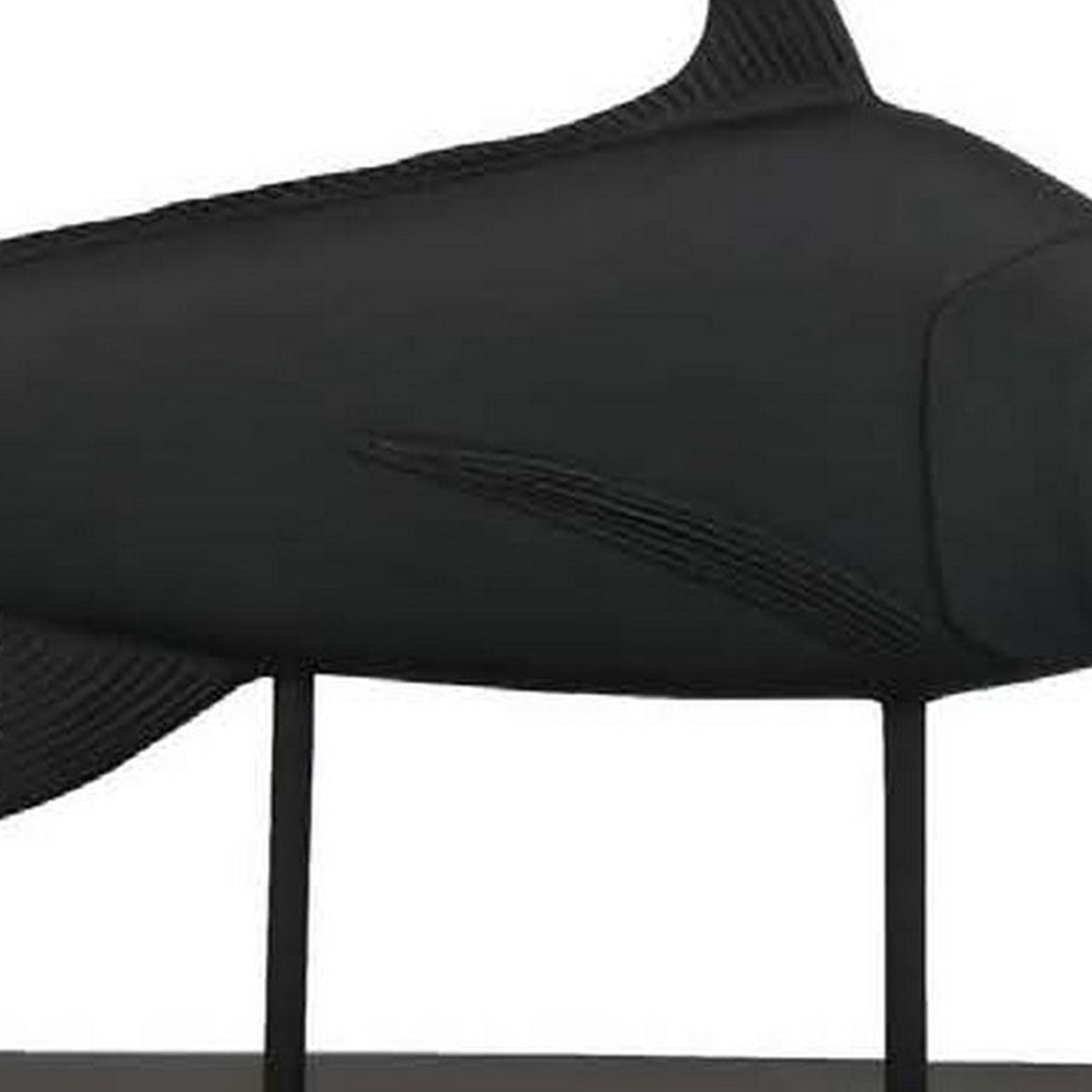 Owa Swordfish Sculpture, Resin Tabletop Decor on Stand, Classic Matte Black - BM311445