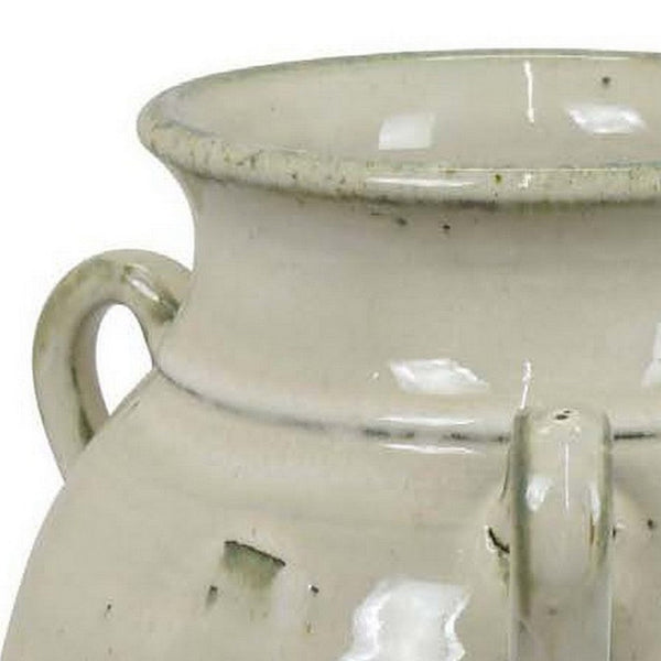 Elf 13 Inch Vase, Classical Urn Shape, 3 Handles, White, Transitional Style - BM311449