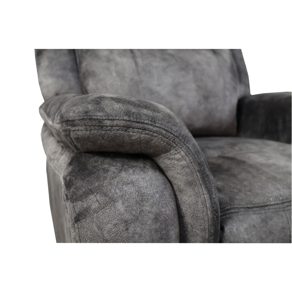 Harbor 38 Inch Power Recliner Chair, Pocket Coils, Gray Faux Suede - BM311472